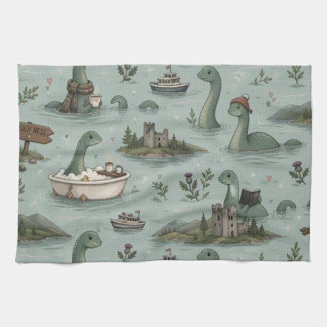Ungetüm von Loch Ness  Geschirrtuch (Horizontal)