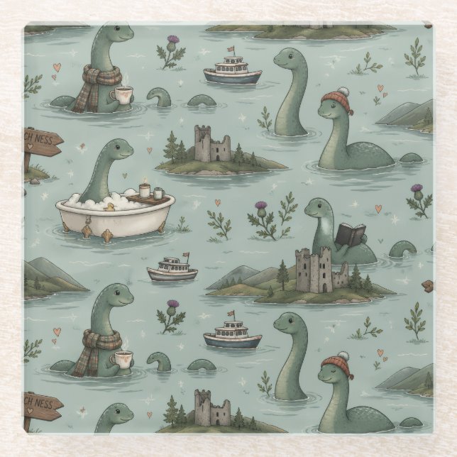 Ungetüm von Loch Ness  Glasuntersetzer (Vorderseite)