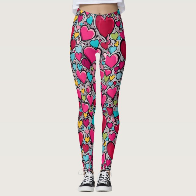 Ungewöhnlich, Herz-Liebe-Muster Leggings (Vorderseite)