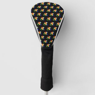 ungewöhnlich schwarz mit gelber und roter Blume Golf Headcover