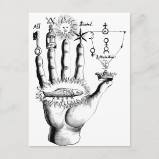 Ungewöhnliche Hand Sun Alchemy Steampunk Postkarte