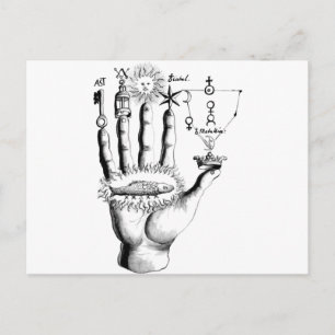 Ungewöhnliche Hand Sun Alchemy Steampunk Postkarte
