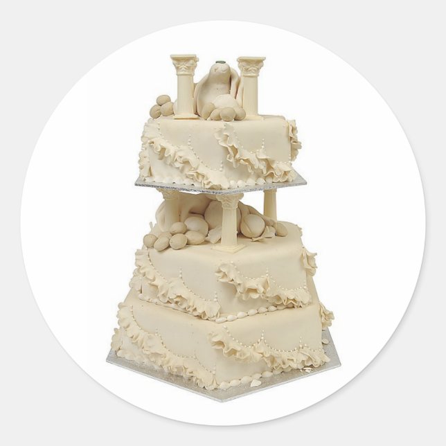 Ungewöhnliche Hochzeitstorte Runder Aufkleber (Vorderseite)