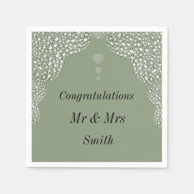 Ungewöhnliche hübsche Hochzeit personalisierte Ser Serviette (Vorderseite)