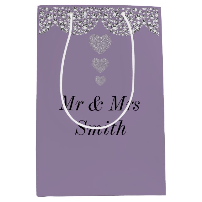 Ungewöhnliche hübsche personalisierte Hochzeitsges Mittlere Geschenktüte (Vorderseite)