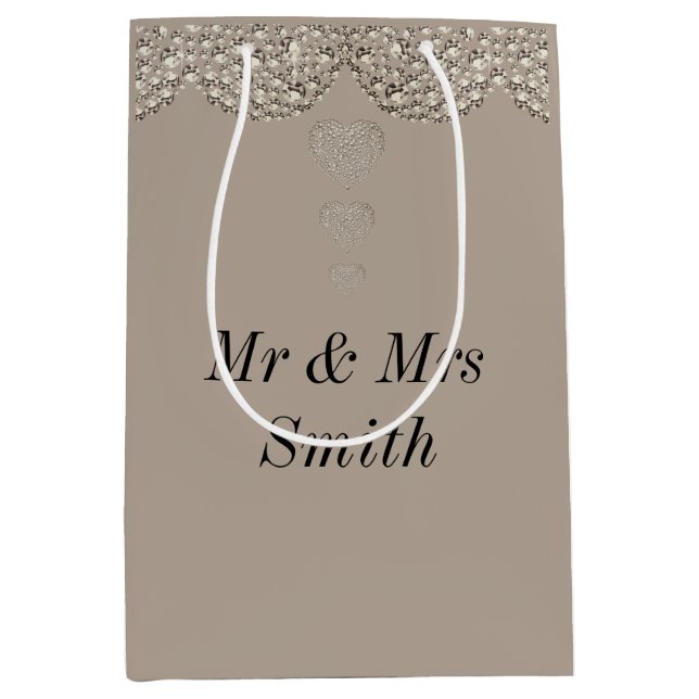 Ungewöhnliche hübsche personalisierte Hochzeitsges Mittlere Geschenktüte (Vorderseite)