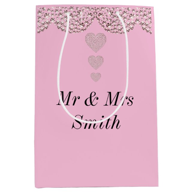 Ungewöhnliche hübsche personalisierte Hochzeitsges Mittlere Geschenktüte (Vorderseite)