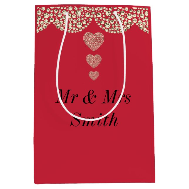 Ungewöhnliche hübsche personalisierte Hochzeitsges Mittlere Geschenktüte (Vorderseite)