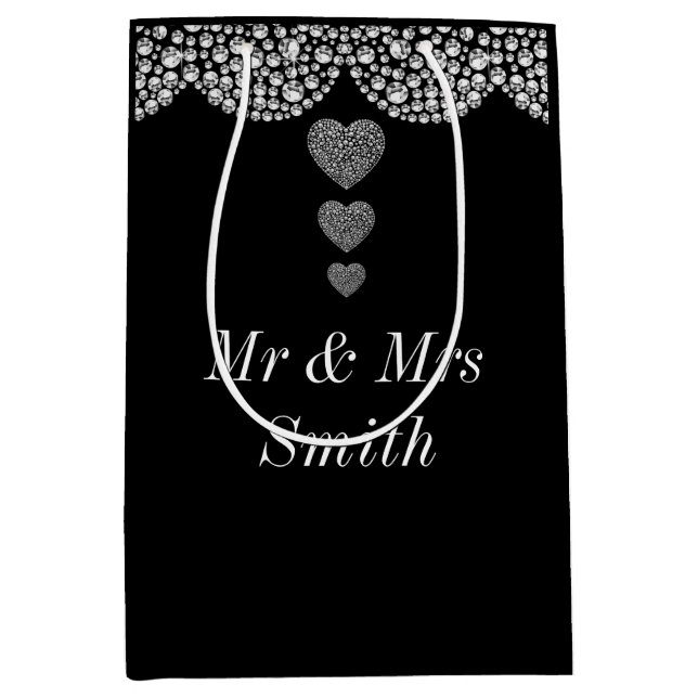 Ungewöhnliche hübsche personalisierte Hochzeitsges Mittlere Geschenktüte (Vorderseite)