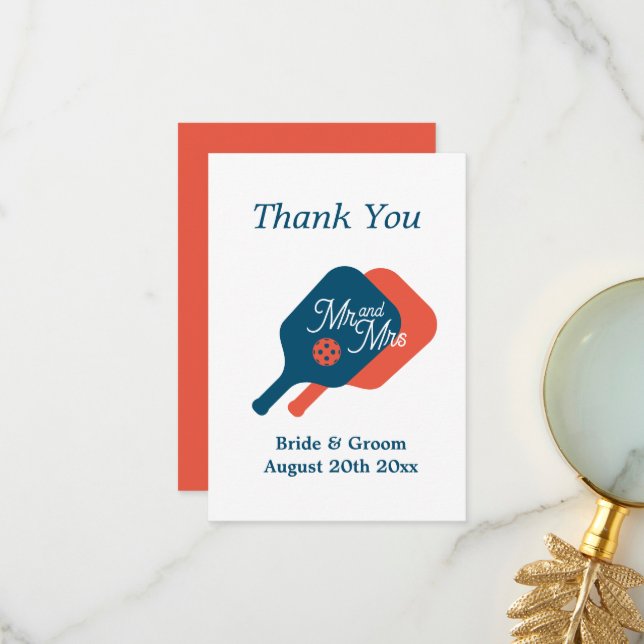 Ungewöhnliche pickleball Thema Hochzeit danke Ihne (Vorderseite/Rückseite Beispiel)