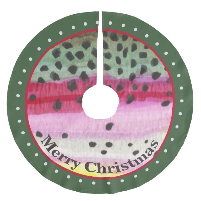 Ungewöhnlicher Forellenfang Polyester Weihnachtsbaumdecke (Vorderseite)