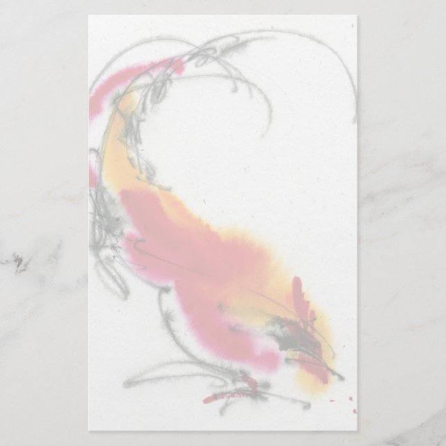 Ungewöhnlicher Hahn. Kalligraphie und Watercolor. Briefpapier (Vorderseite)