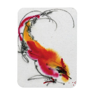Ungewöhnlicher Hahn. Kalligraphie und Watercolor. Magnet