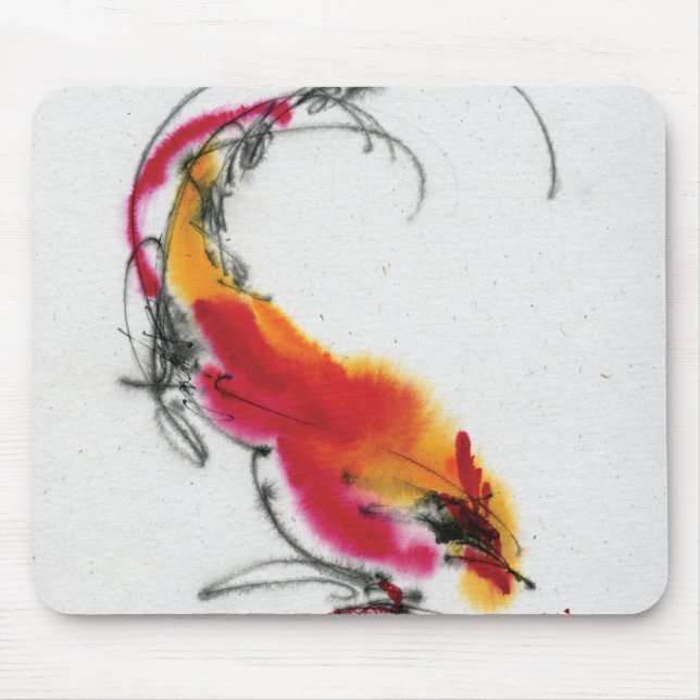 Ungewöhnlicher Hahn. Kalligraphie und Watercolor. Mousepad (Vorne)