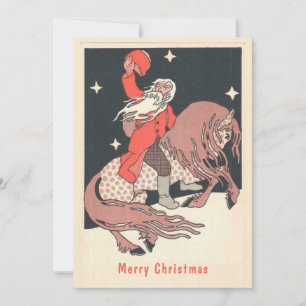 Ungewöhnlicher Weihnachtsmann auf einem Pferd Gruß Feiertagskarte