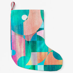 ungewöhnliches, buntes geometrisches abstraktes Mu Kleiner Weihnachtsstrumpf