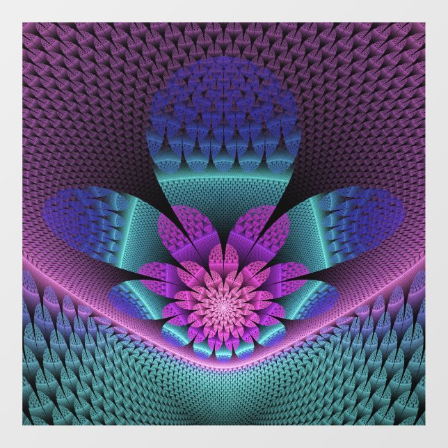 Ungewöhnliches Gemustertes Fantasy Blume Fraktal Fensteraufkleber (Blatt)