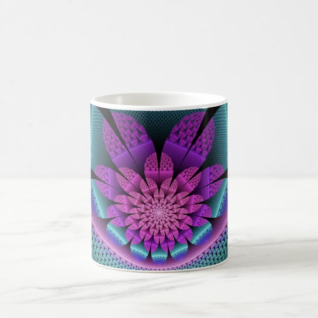 Ungewöhnliches Gemustertes Fantasy Blume Fraktal Kaffeetasse (Mittel)