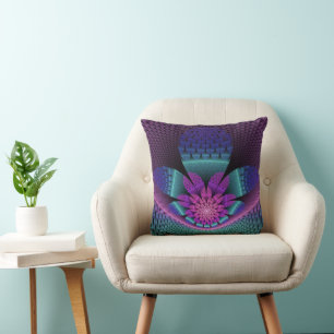 Ungewöhnliches Gemustertes Fantasy Blume Fraktal Kissen