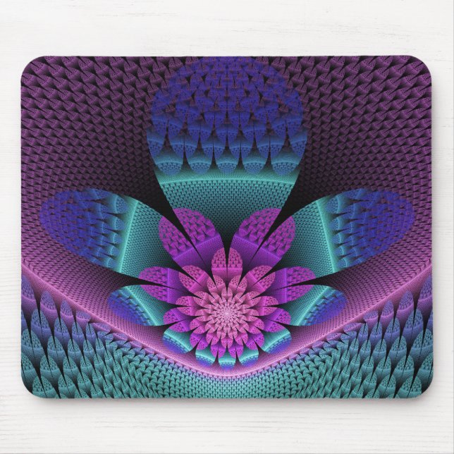 Ungewöhnliches Gemustertes Fantasy Blume Fraktal Mousepad (Vorne)