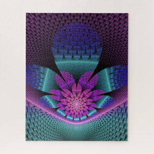 Ungewöhnliches Gemustertes Fantasy Blume Fraktal Puzzle