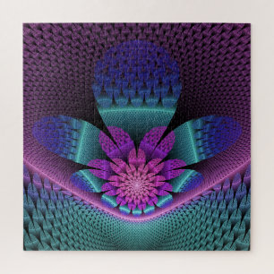 Ungewöhnliches Gemustertes Fantasy Blume Fraktal Puzzle