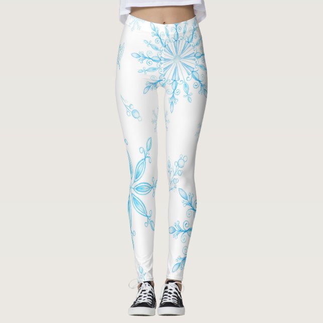 Ungewöhnliches, zartes Schneeflockenmuster Leggings (Vorderseite)