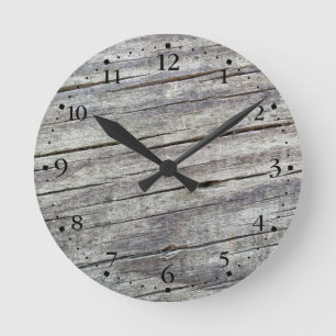Ungewohnte Holzplanken Textur Muster Zifferblatt 1 Runde Wanduhr