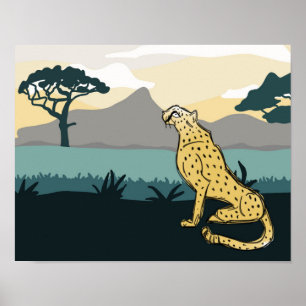 Ungezähmte Cheetah 14"x 11" Kunstdrucken Poster