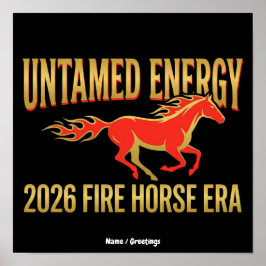 Ungezähmte Energie 2026 Feuerpferd-Jahr Lunar Neuj Poster