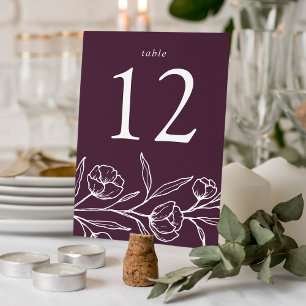 Ungezeichnete lila Blumenhochzeit Tischnummer