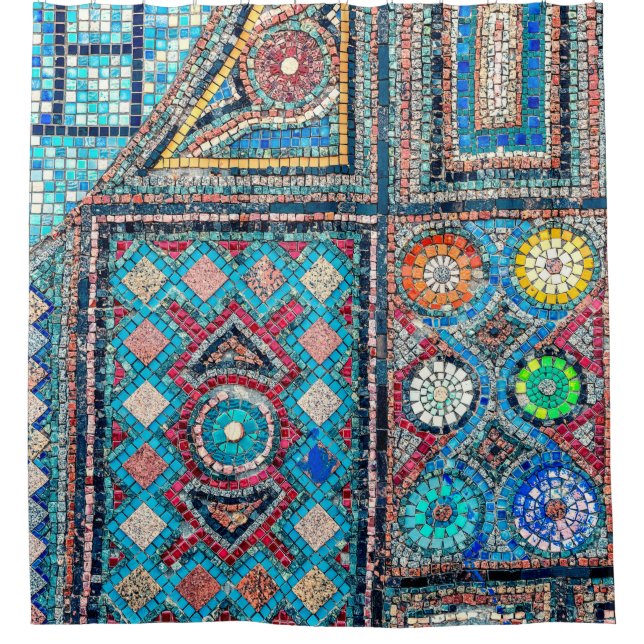 unglaublich schön und lebhaft antikes Mosaik Duschvorhang (Vorderseite)