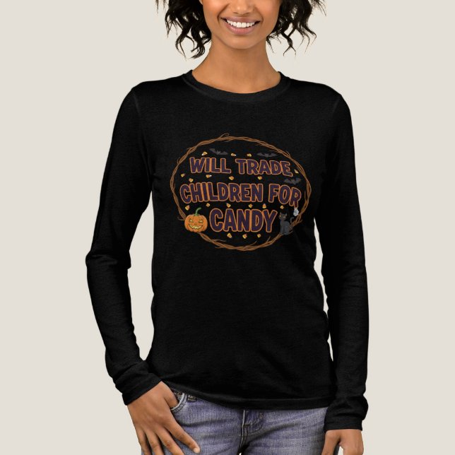 Unglaublich witzig Halloween Candy Trade Joke mit  Tri-Blend Shirt (Vorderseite)
