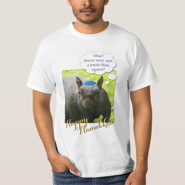 Unglaublich witzig jüdisches Schwarzes Eichhörnche T-Shirt (Vorderseite)