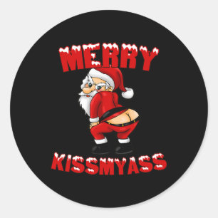 Unglaublich witzig Merry Kissmy Christmas Santa Runder Aufkleber
