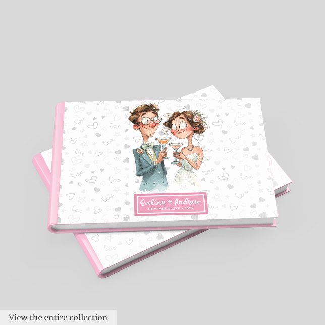 Unglaublich witzig Quirky Couple Wedbook Waterco Gästebuch (Hilarious Quirky Couple Wedding Guest Book Watercolor)