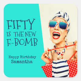 Unglaublich witzig Retro 50. Geburtstag für sie Quadratischer Aufkleber