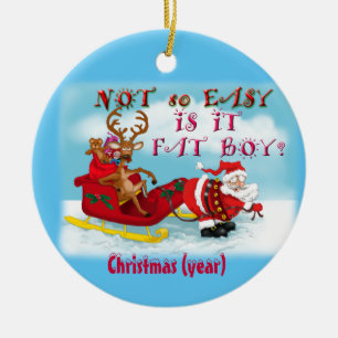 Unglaublich witzig Weihnachtsmann mit Rentierverzi Keramik Ornament