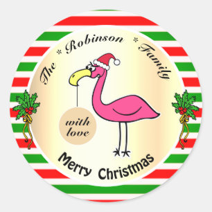 Unglaublich witzig Xmas Flamingo Custom to and fro Runder Aufkleber