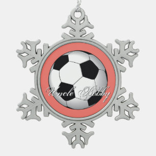 Unglaubliche Fußball-Sport-Haushaltsmonogramm Schneeflocken Zinn-Ornament