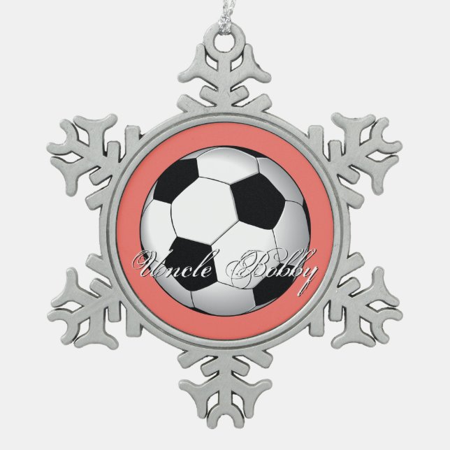 Unglaubliche Fußball-Sport-Haushaltsmonogramm Schneeflocken Zinn-Ornament (Vorderseite)