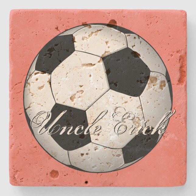 Unglaubliche Fußball-Sport-Haushaltsmonogramm Steinuntersetzer (Vorderseite)