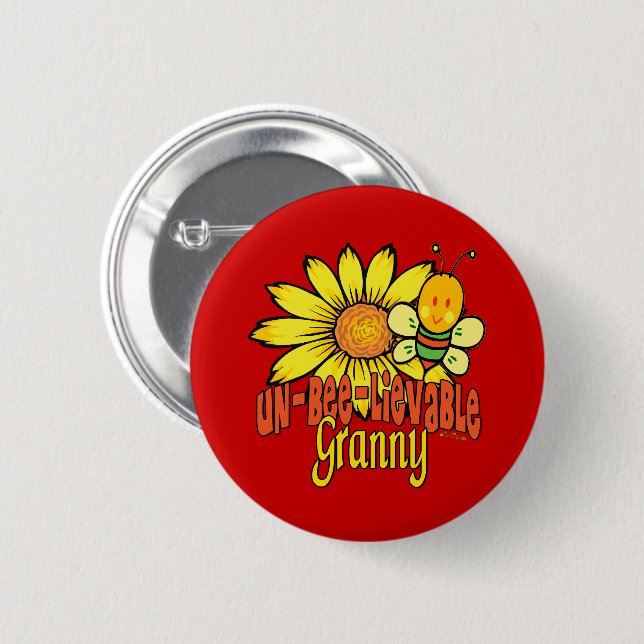 Unglaubliche Granny Sonnenblumen Button (Vorne & Hinten)