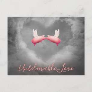 Unglaubliche Liebe fliegende Schweine Kiss Postkarte