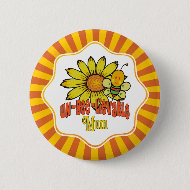 Unglaubliche Mama Sonnenblumen Button (Vorderseite)