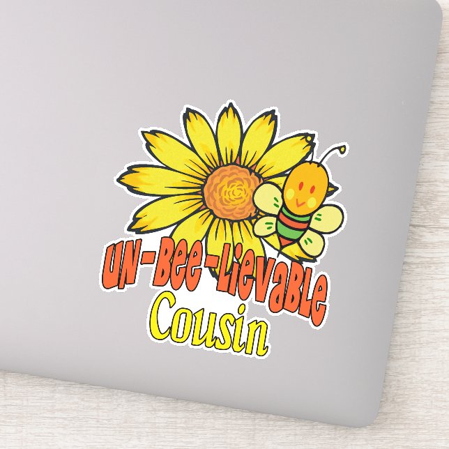 Unglaublicher Cousin Sonnenblumen und Bienen Aufkleber (Detail)