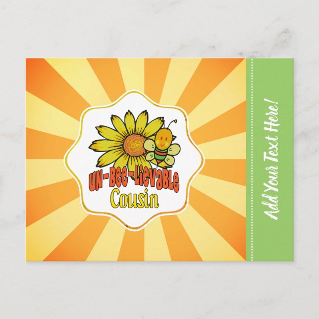 Unglaublicher Cousin Sonnenblumen und Bienen Postkarte (Vorderseite)