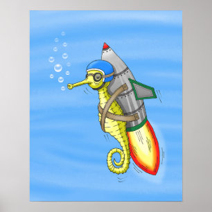 Unglaublicher Gelber Raketen-Seepferdchen Poster