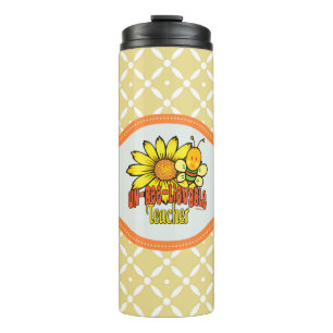 Unglaublicher Lehrer mit Sonnenblumen und Bienen Thermosbecher