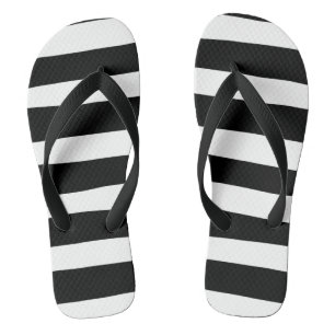 Ungleichmäßige Streifen - Schwarz und Weiß Flip Flops